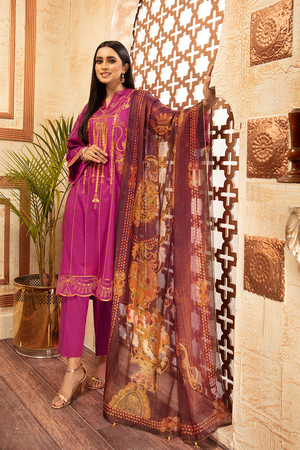 42201243-Printed Embroidered 3PC
