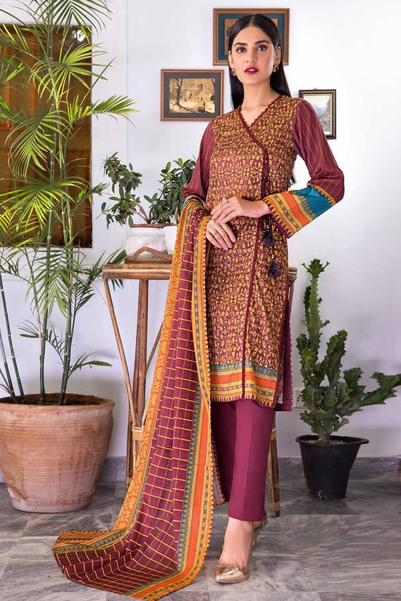 3PC Unstitched Digital Printed Lawn Suit CLP-22207